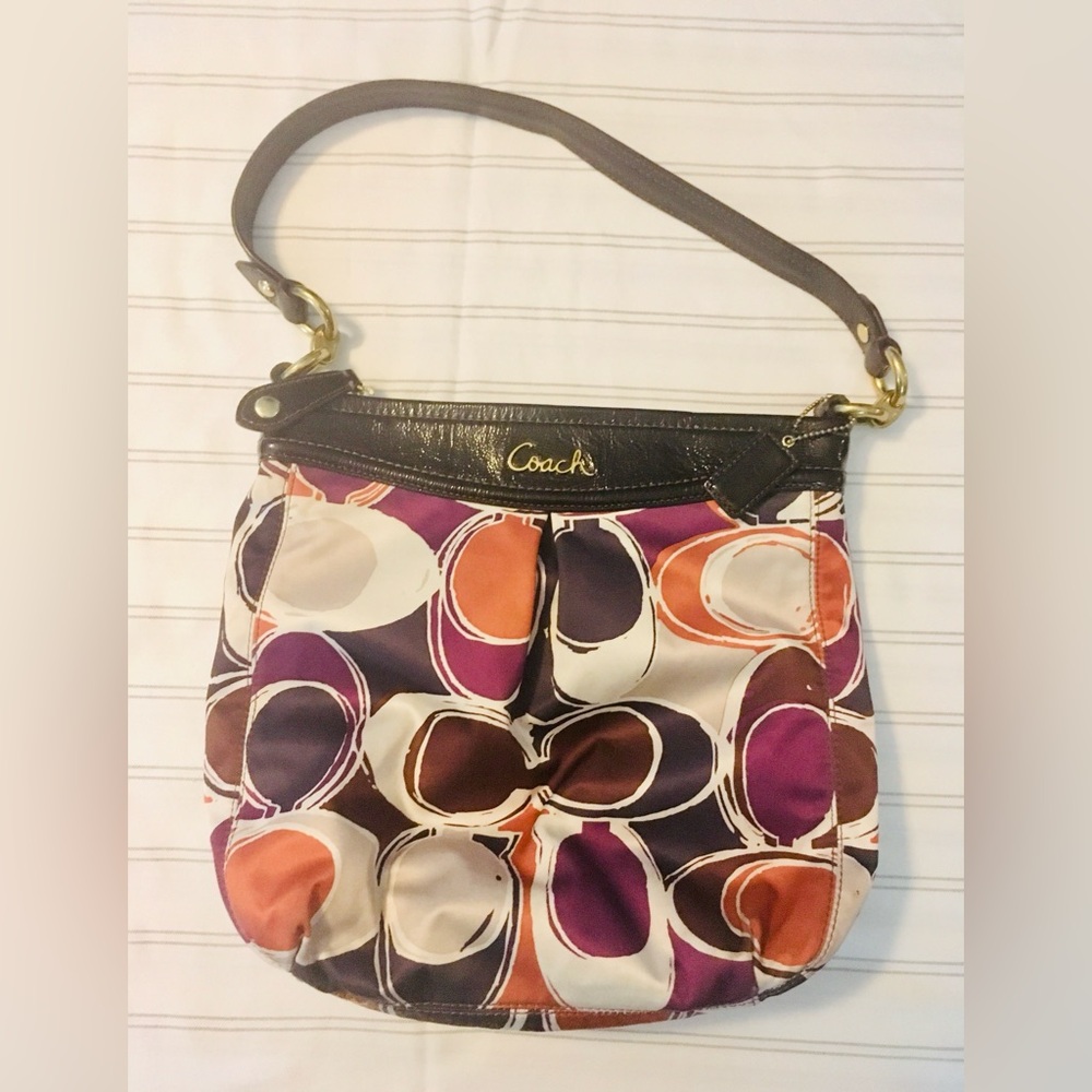 Coach Ashley Scarf Print Hippie Hand Drawn Satchel with Gold like Hardware